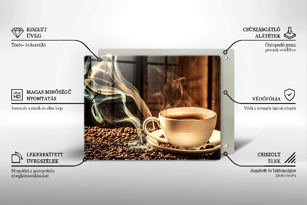 Glas Herdabdeckplatte Tasse und Kaffeebohnen