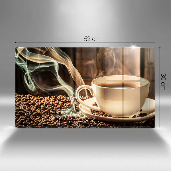 Glas Herdabdeckplatte Tasse und Kaffeebohnen