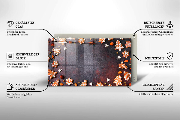 Glas Herdabdeckplatte Lebkuchenweihnachten
