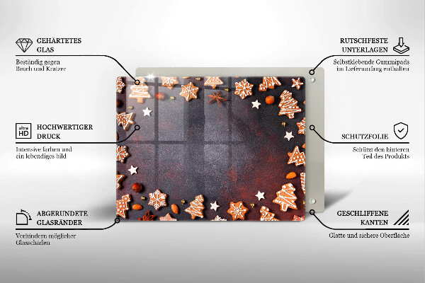 Glas Herdabdeckplatte Lebkuchenweihnachten