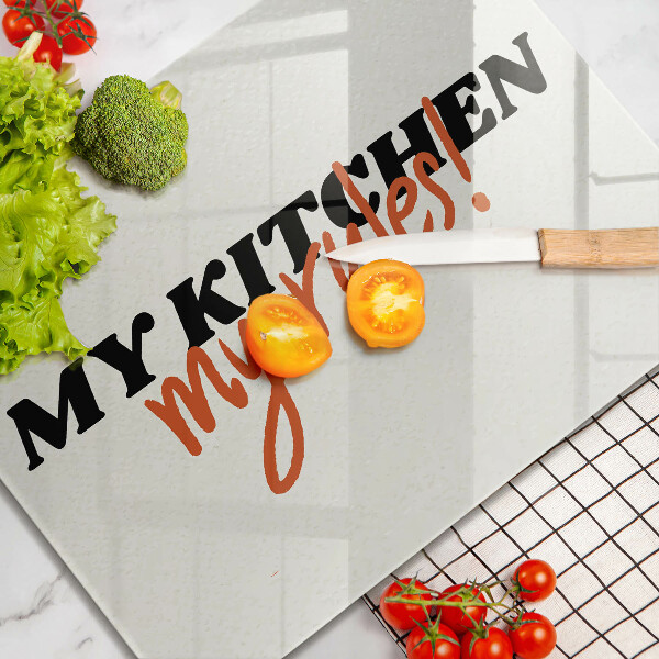 Glas Herdabdeckplatte My kitchen my rules
