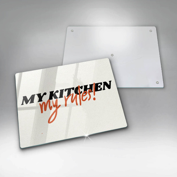 Glas Herdabdeckplatte My kitchen my rules