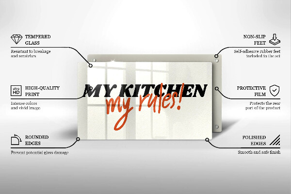 Glas Herdabdeckplatte My kitchen my rules