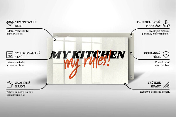 Glas Herdabdeckplatte My kitchen my rules