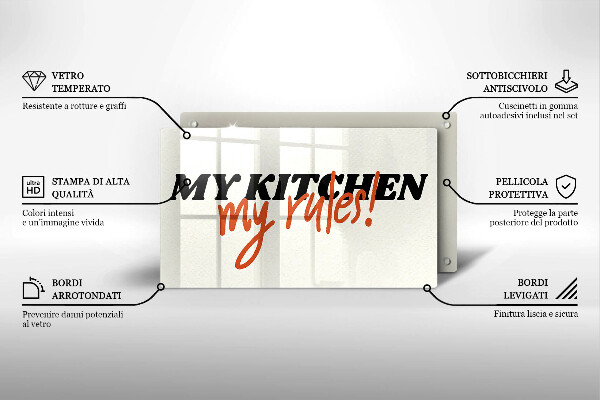 Glas Herdabdeckplatte My kitchen my rules