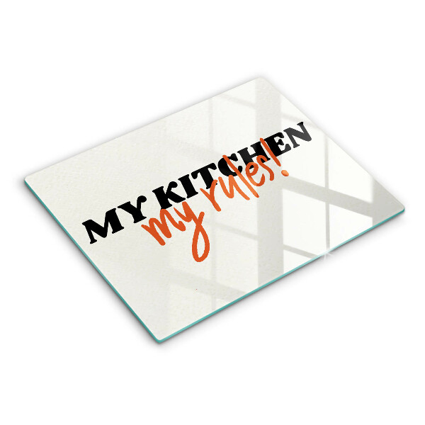 Glas Herdabdeckplatte My kitchen my rules