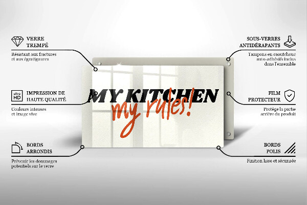 Glas Herdabdeckplatte My kitchen my rules