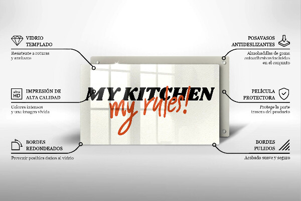 Glas Herdabdeckplatte My kitchen my rules