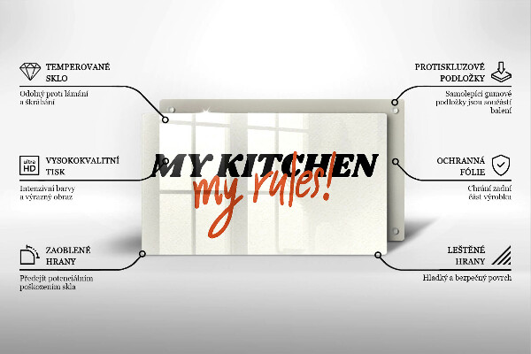 Glas Herdabdeckplatte My kitchen my rules