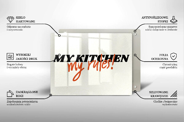 Glas Herdabdeckplatte My kitchen my rules