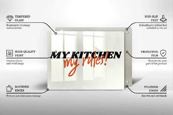Glas Herdabdeckplatte My kitchen my rules