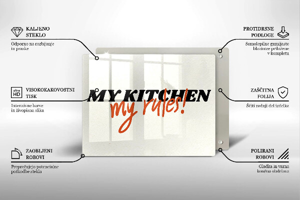 Glas Herdabdeckplatte My kitchen my rules