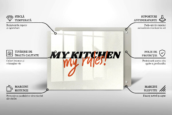 Glas Herdabdeckplatte My kitchen my rules