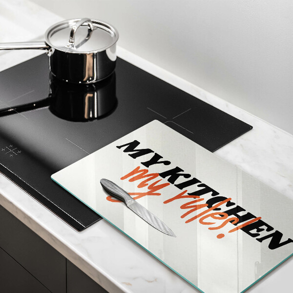 Glas Herdabdeckplatte My kitchen my rules