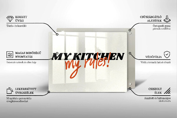 Glas Herdabdeckplatte My kitchen my rules