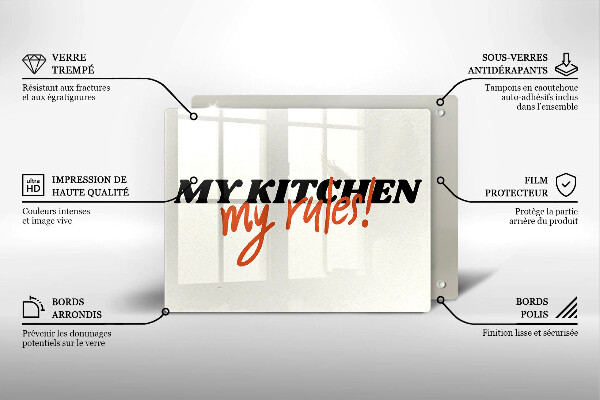 Glas Herdabdeckplatte My kitchen my rules