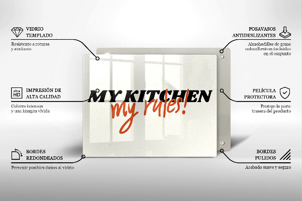 Glas Herdabdeckplatte My kitchen my rules