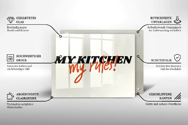 Glas Herdabdeckplatte My kitchen my rules