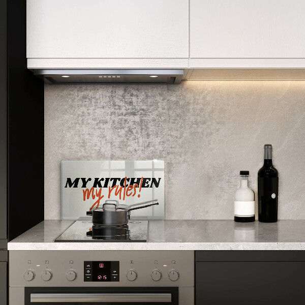 Glas Herdabdeckplatte My kitchen my rules