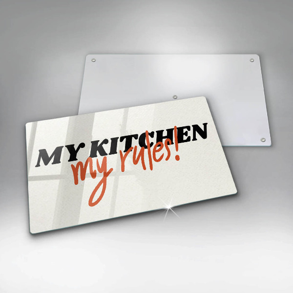 Glas Herdabdeckplatte My kitchen my rules