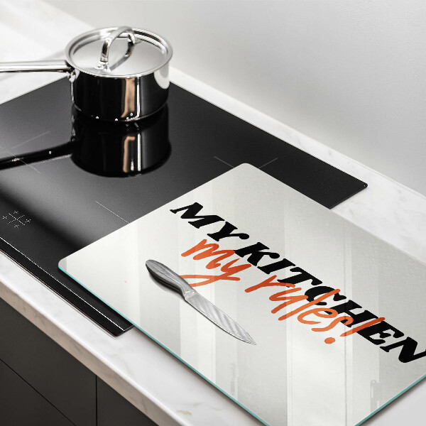 Glas Herdabdeckplatte My kitchen my rules