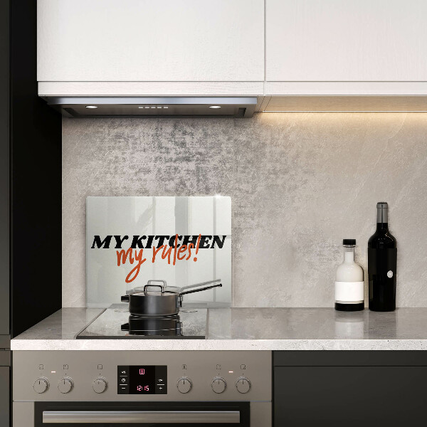 Glas Herdabdeckplatte My kitchen my rules