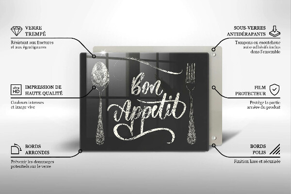 Glas Herdabdeckplatte Bon Appetit