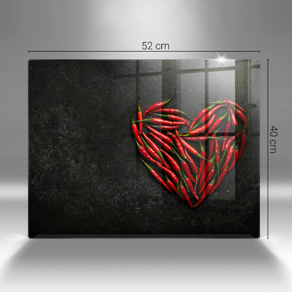 Glas Herdabdeckplatte Chili-Pfeffer-Herz