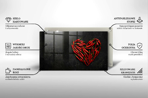 Glas Herdabdeckplatte Chili-Pfeffer-Herz