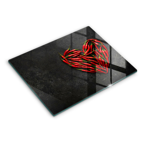 Glas Herdabdeckplatte Chili-Pfeffer-Herz