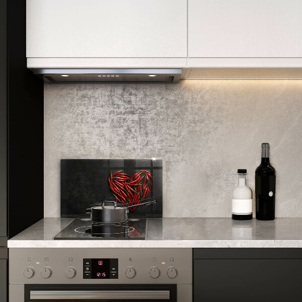Glas Herdabdeckplatte Chili-Pfeffer-Herz
