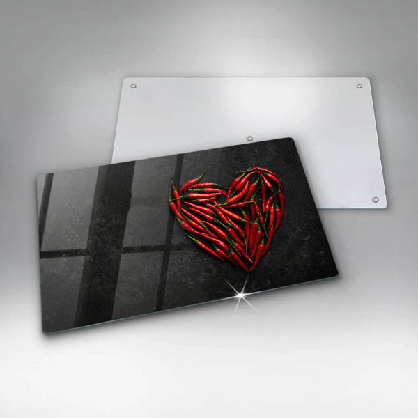 Glas Herdabdeckplatte Chili-Pfeffer-Herz