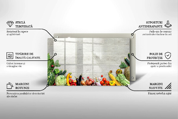 Glas Herdabdeckplatte Gemüse auf Brettern