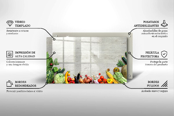 Glas Herdabdeckplatte Gemüse auf Brettern