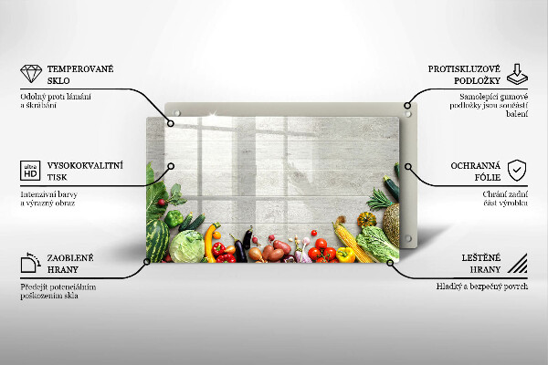Glas Herdabdeckplatte Gemüse auf Brettern