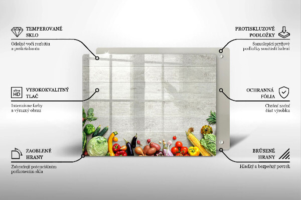 Glas Herdabdeckplatte Gemüse auf Brettern