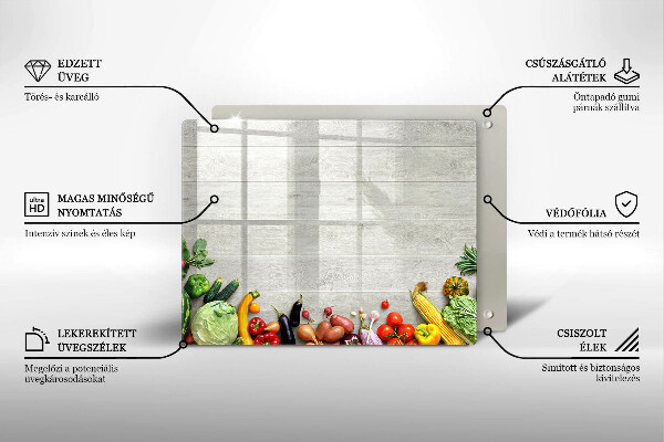 Glas Herdabdeckplatte Gemüse auf Brettern