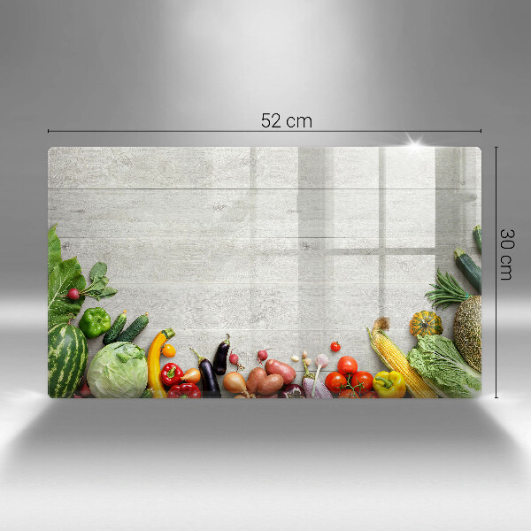 Glas Herdabdeckplatte Gemüse auf Brettern