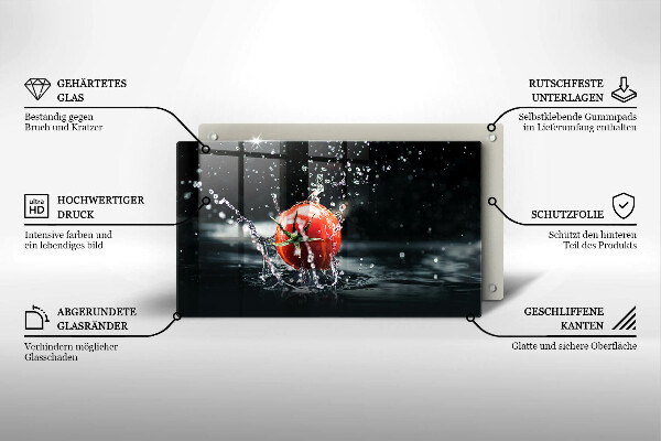 Glas Herdabdeckplatte Tomate in Wasser