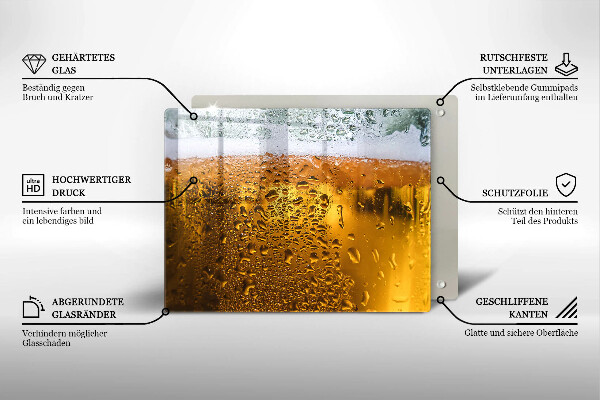 Glas Herdabdeckplatte Nasses Glas Bier