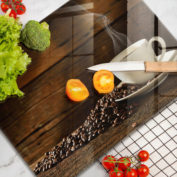 Glas Herdabdeckplatte Kaffeetasse aus Holz