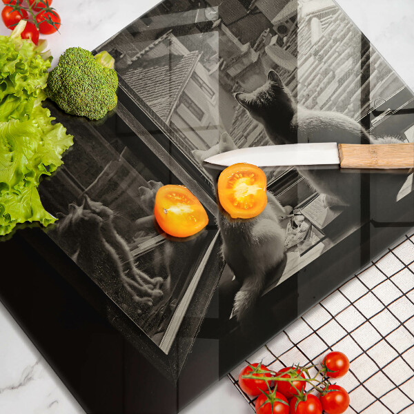 Glas Herdabdeckplatte Katzenstadt und Fenster