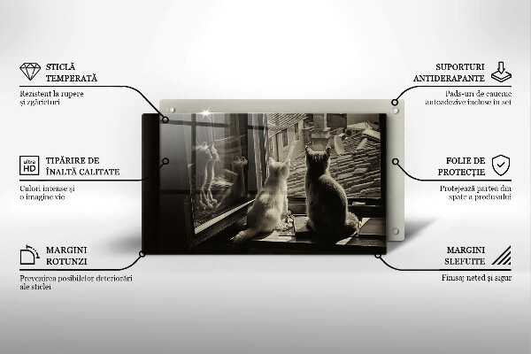 Glas Herdabdeckplatte Katzenstadt und Fenster