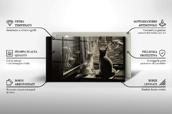 Glas Herdabdeckplatte Katzenstadt und Fenster