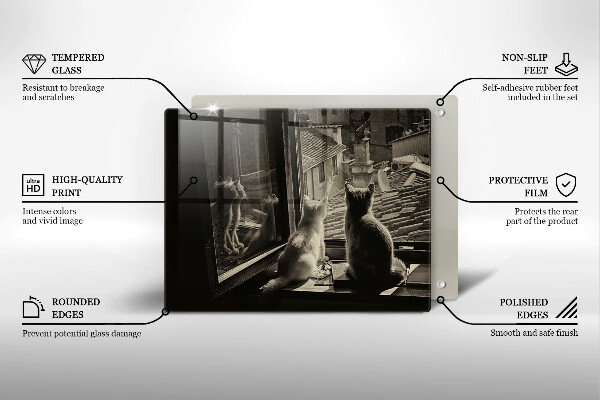 Glas Herdabdeckplatte Katzenstadt und Fenster