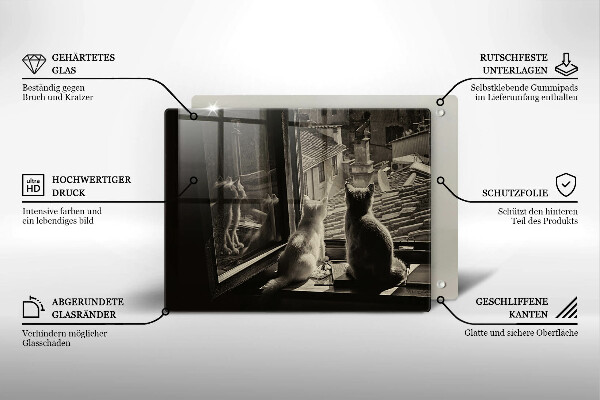 Glas Herdabdeckplatte Katzenstadt und Fenster