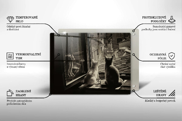 Glas Herdabdeckplatte Katzenstadt und Fenster