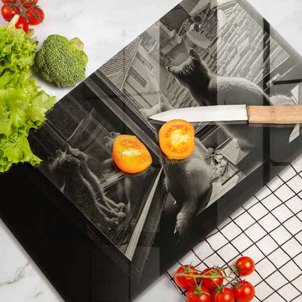 Glas Herdabdeckplatte Katzenstadt und Fenster