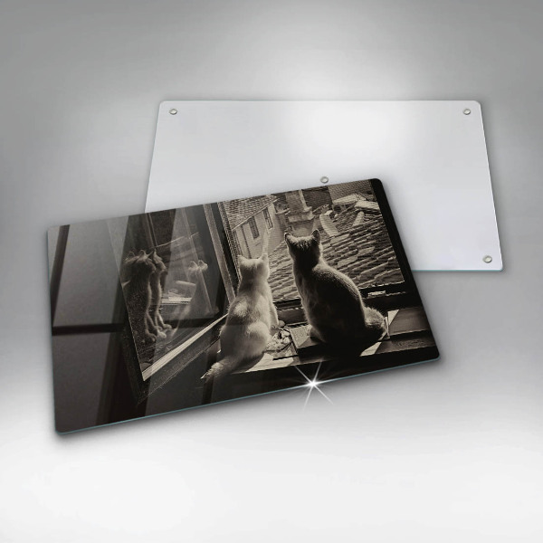 Glas Herdabdeckplatte Katzenstadt und Fenster