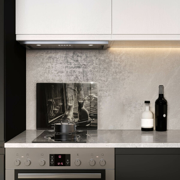 Glas Herdabdeckplatte Katzenstadt und Fenster